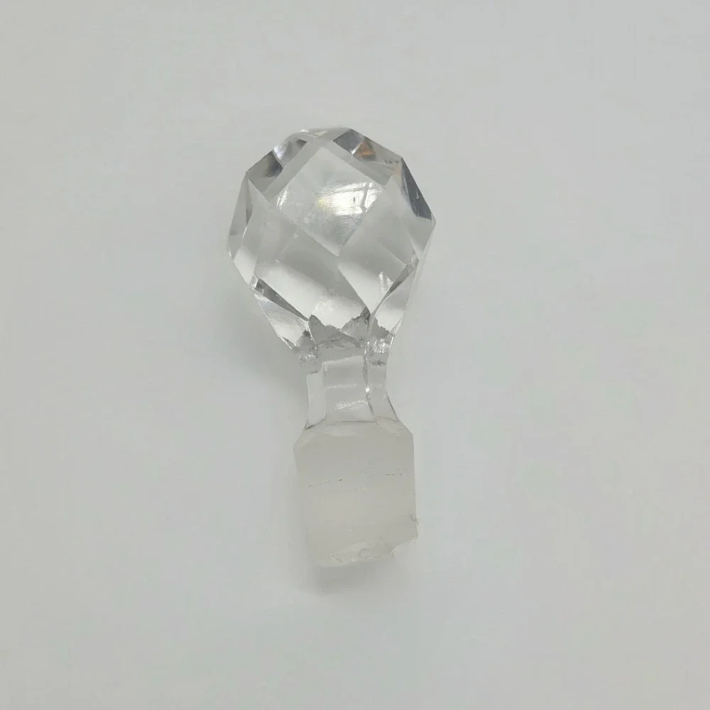 Vintage Clear Faceted Glass Decanter Stopper Replacement Diamond Top 2.75 inch